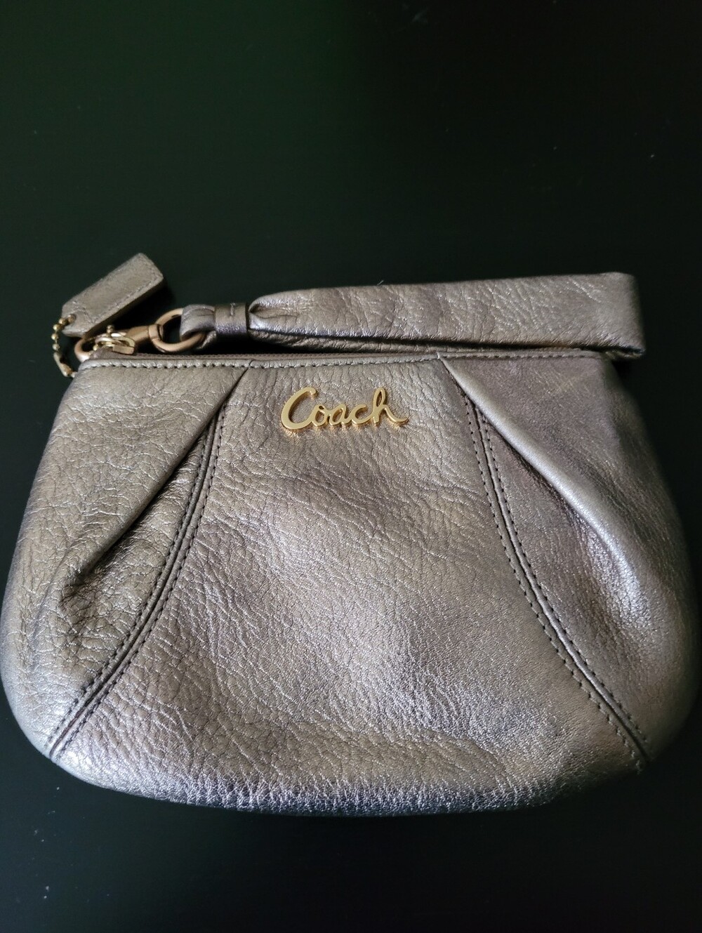 Coach Metallic Gold Leather Wristlet Clutch